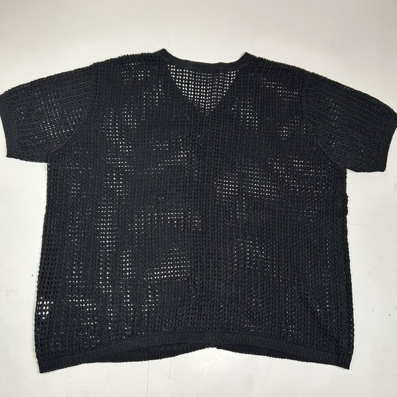 First Issue Liz Claiborne Crochet Open Knit Button Up Cardigan Sweater Black XL - Picture 5 of 5